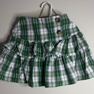 Classic prep Green Plaid Ruffle Tiered Skirt 4t